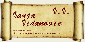 Vanja Vidanović vizit kartica